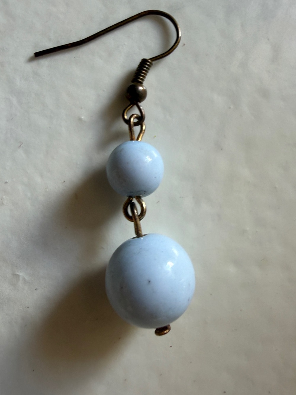 Light Blue Double Bead Drop Earrings (only 1) use for charm or mix and match